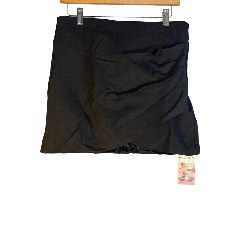 HALARA Womens Ruched Black Mini Tennis‎ Skirt Skort Size Large